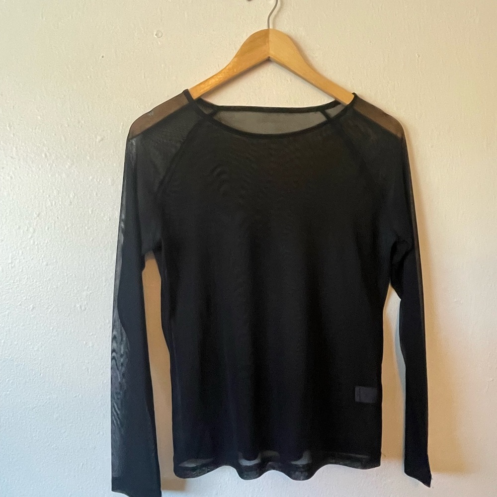 Sheer Long-Sleeve Black Top